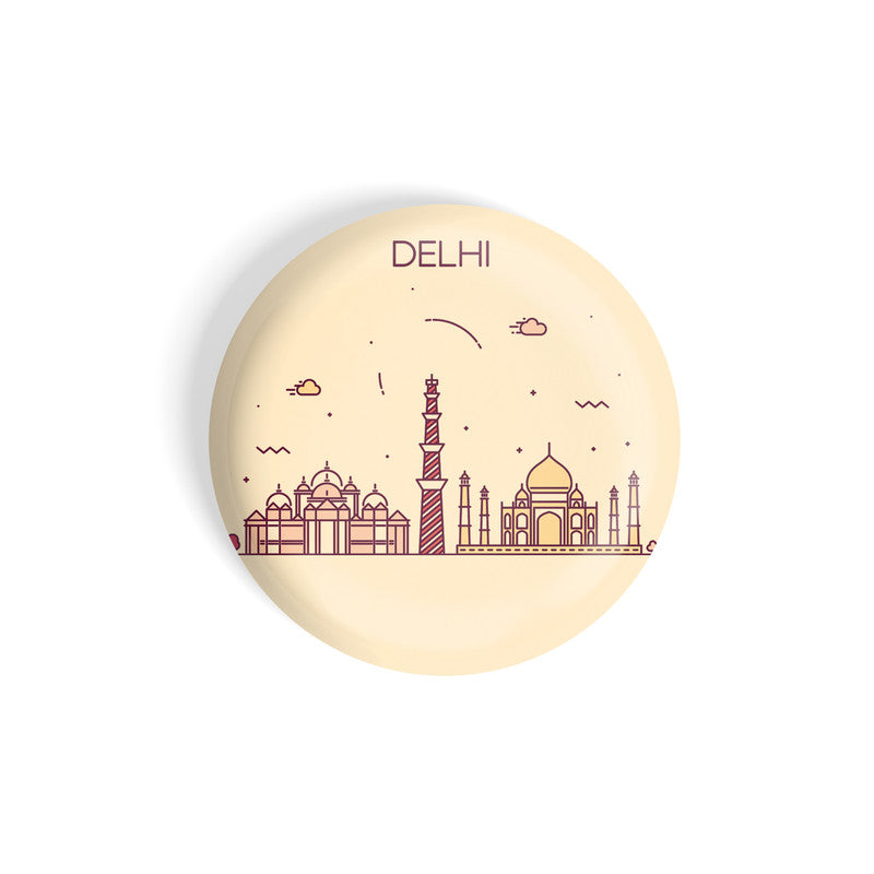 dhcrafts Round Fridge Magnet Brown Color Delhi Glossy Finish Design Pack of 1 (58 mm)